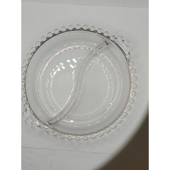 Vintage Candlewick Imperial Clear Glass Divided Relish Dish Beaded Bubble Edge - Picture 4 of 9